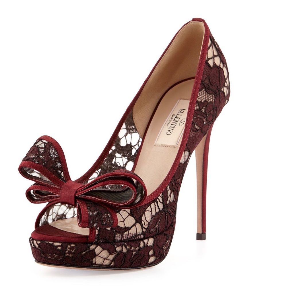 Valentino ‘Lace Couture Bow' Open Toe Pump *NWT*